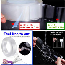 Cargar imagen en el visor de la galería, Cinta adhesiva doble cara, multiuso, transparente, extraíbles, cinta antideslizante para pegar pósteres, uso doméstico y oficina. 16.4 pies