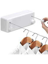 Cargar imagen en el visor de la galería, Tendedero retráctil, 2 cordeles, acero inoxidable, resistente, 13.8 pies de largo, color blanco