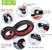 Cargar imagen en el visor de la galería, Abridor de latas 6 en 1. Multifucional. Ahorras espacio, dinero y tiempo.