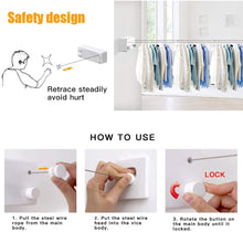 Cargar imagen en el visor de la galería, Tendedero retráctil, 2 cordeles, acero inoxidable, resistente, 13.8 pies de largo, color blanco