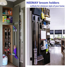 Cargar imagen en el visor de la galería, Soportes para escobas, soporte de pared, soportes autoadhesivos, sin perforación, superduradero, para escoba, para el hogar, cocina, jardín, almacenamiento de garaje, 2 unidades