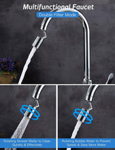 Cargar imagen en el visor de la galería, Grifo universal giratorio con filtro antisalpicaduras, cabezal giratorio de 720°, material duradero, espuma enriquecida con oxígeno, filtro de red de 4 capas, diseño a prueba de fugas con doble junta.