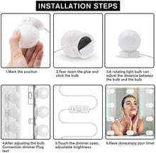 Cargar imagen en el visor de la galería, Set de luces Led para espejo con regulador de intensidad y cargador de teléfono USB.