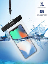 Cargar imagen en el visor de la galería, Estuche, cover, impermeable, a prueba de agua, universal, compatible con iPhone y Android. Negro / Transparente✅️