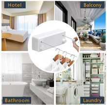 Cargar imagen en el visor de la galería, Tendedero retráctil, 2 cordeles, acero inoxidable, resistente, 13.8 pies de largo, color blanco