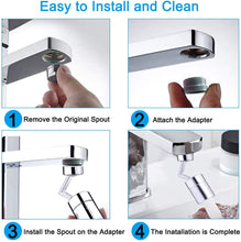 Cargar imagen en el visor de la galería, Grifo universal giratorio con filtro antisalpicaduras, cabezal giratorio de 720°, material duradero, espuma enriquecida con oxígeno, filtro de red de 4 capas, diseño a prueba de fugas con doble junta.