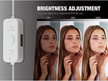 Cargar imagen en el visor de la galería, Set de luces Led para espejo con regulador de intensidad y cargador de teléfono USB.