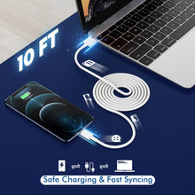 Cargar imagen en el visor de la galería, Cargador para iPhone, con cable de de 10 pies (certificado Apple MFi), cable de transferencia USB a Lightning.✅️