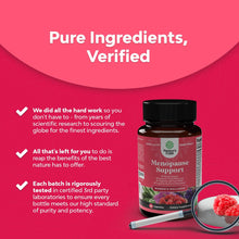 Cargar imagen en el visor de la galería, Suplemento natural para la menopausia, perfectos para el equilibrio hormonal, la sudoración nocturna y los sofocos, alivio de la menopausia, con resveratrol. 60 cápsulas.
