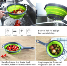 Cargar imagen en el visor de la galería, Colador de cocina plegable para ahorrar espacio, con asas, para escurrir diferentes tipos de alimentos. En material resitente y saludable.