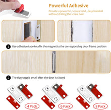 Cargar imagen en el visor de la galería, Imanes para puerta de armario, pestillos magnéticos ultrafinos para puerta con tornillos, cierre magnético para puerta en acero inoxidable. Paquete de 4.
