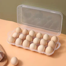 Cargar imagen en el visor de la galería, Organizador de huevos, plástico, color blanco transparente, capacidad para 15 huevos