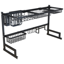 Cargar imagen en el visor de la galería, Escurridor de platos para colocar sobre el fregadero, ancho ajustable (para fregaderos de 32 - 40 pulgadas,) hecho de acero inoxidable, color negro