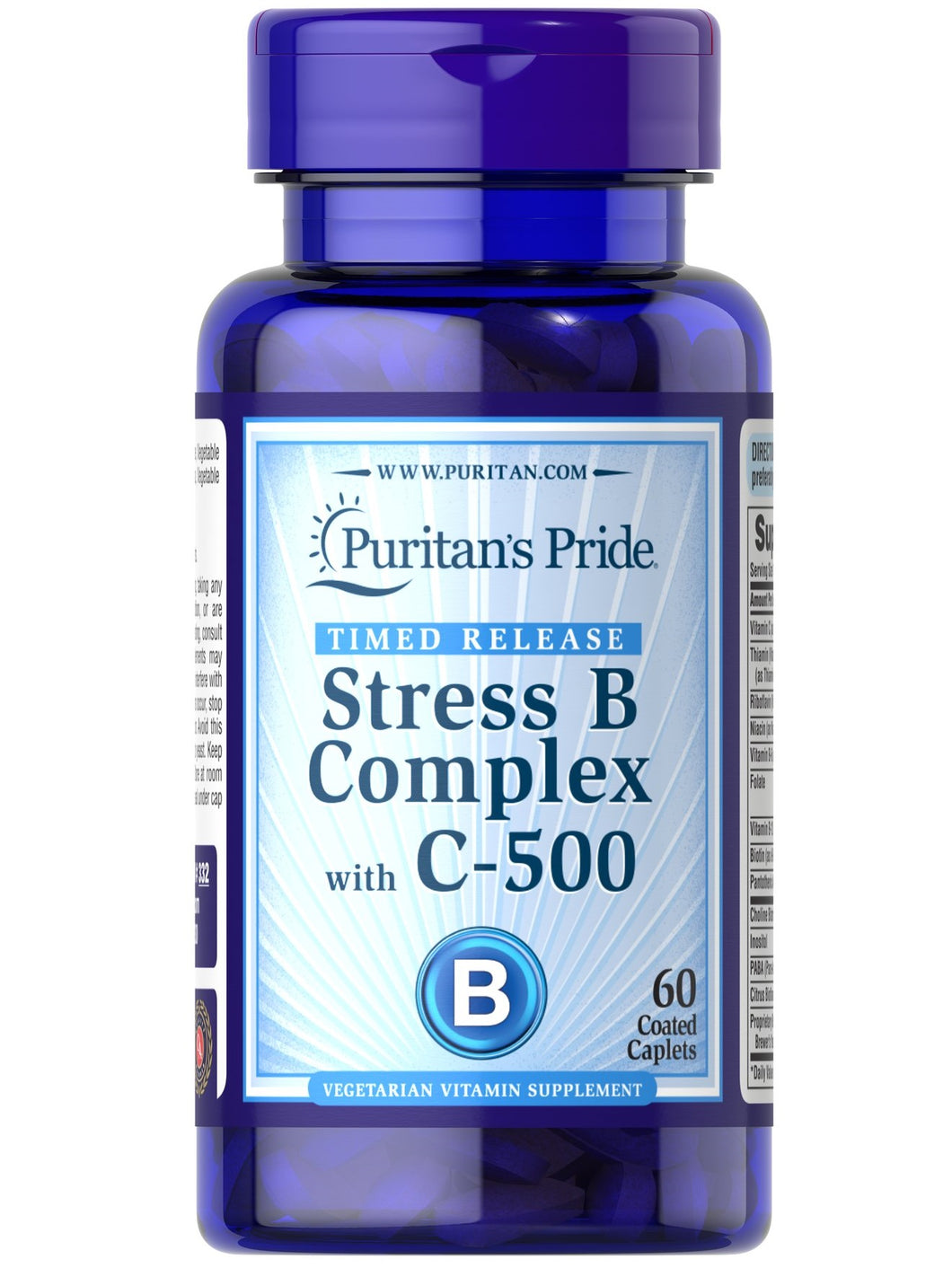 Stress B Complex con Vitamina C, Puritan’s Pride, 60 capletas