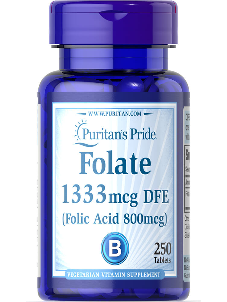 Acido folico, Puritan’s Pride, 250 tabletas.
