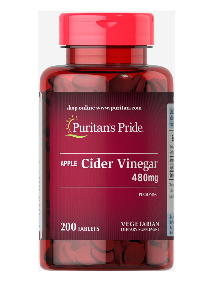 Vinagre de sidra de manzana, Puritan's Pride, 200 tabletas. apetito, energía, defensas, desintoxica y protege tu corazón