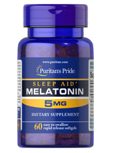 Cargar imagen en el visor de la galería, Melatonina 5 mg, Puritan’s Pride, para dormir más y mejor. 60 cápsulas
