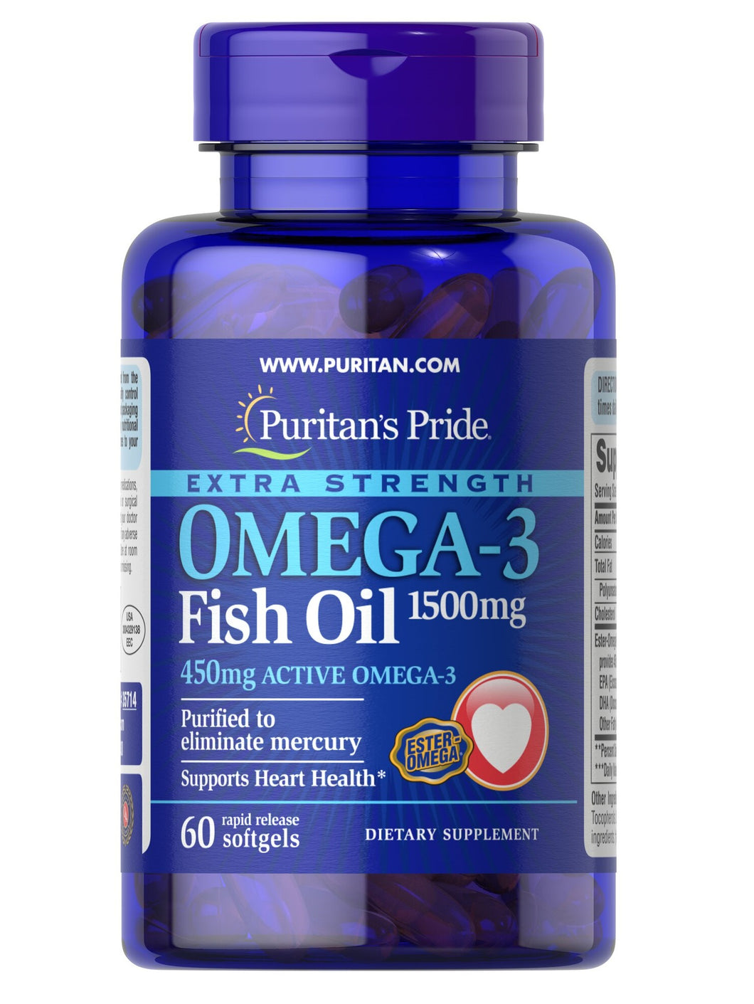 Omega 3, 1500 mg, Puritan’s Pride, 60 cápsulas