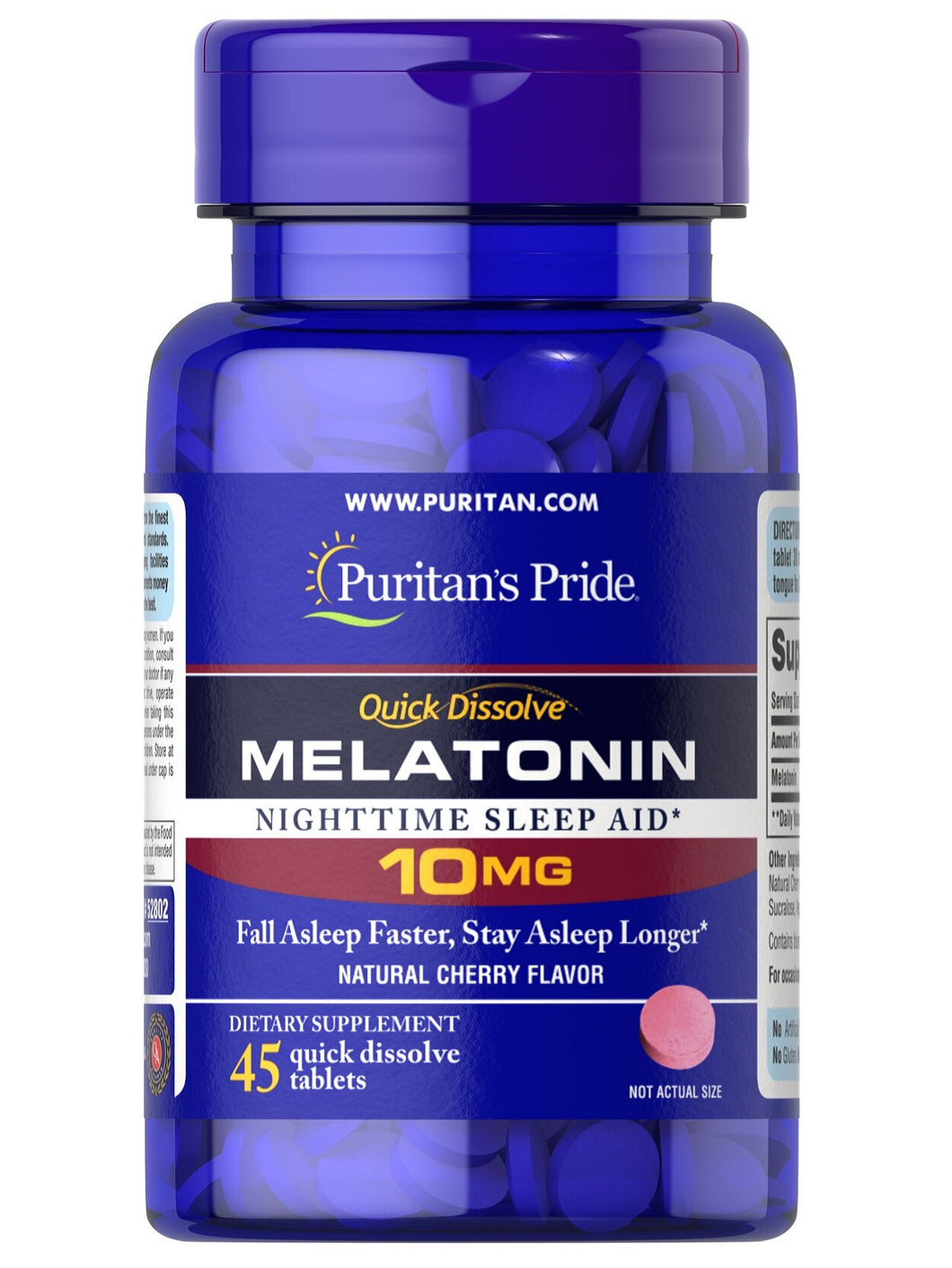 Melatonina con sabor a cereza, 10 mg, Puritan’s Pride. 45 tabletas