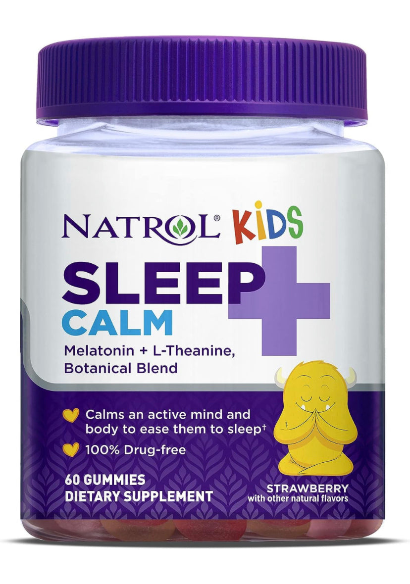 Melatonina y L-Teatina en gomitas para niños. Calma cuerpo y mente. 100% natural. Mejora el sueño. Natrol Sleep + Calm. 60 gomitas