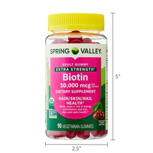 Cargar imagen en el visor de la galería, Biotina, 10,000 mcg, Spring Valley, 90 gummies
