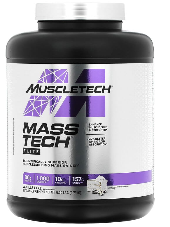 Proteína Mass-Tech™ Elite, Muscletech,  Vainilla, con 10 gramos de creatina, 6 libras