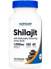 Cargar imagen en el visor de la galería, Shilajit 1000 mg por servicio, con ácido fúlvico de origen natural, 120 cápsulas Nutricost
