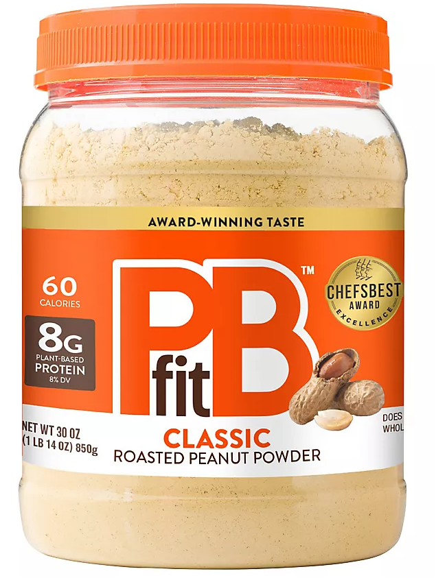 Mantequilla de maní en polvo PBfit de 850 gramos (1 libra y 14 onzas), pasta de maní en polvo hecha con maní tostado prensado real, 8 gramos de proteína, sin gluten, 60 calorías
