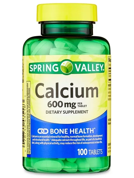 Calcio, Spring Valley, 600 mg, 100 tabletas
