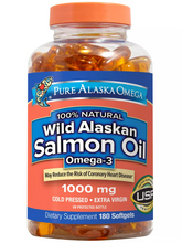Cargar imagen en el visor de la galería, Puro Omega 3 de aceite de salmón salvaje de Alaska, 1000 mg, 180 softgels
