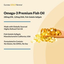 Cargar imagen en el visor de la galería, Omega 3 Premium, California Gold Nutrition, 100 softgels (cápsulas blandas)

