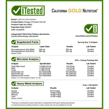 Cargar imagen en el visor de la galería, Omega 3 Premium, California Gold Nutrition, 100 softgels (cápsulas blandas)

