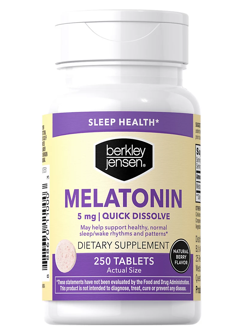 Melatonina 5 mg, de rápida disolución. Mejora tu sueño de manera 100% natural. Berkley Jensen. 250 tabletas