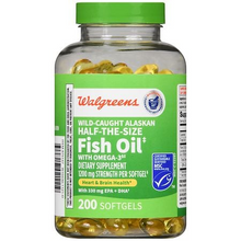 Cargar imagen en el visor de la galería, OMEGA 3 de Aceite de pescado silvestre de Alaska, cápsulas de la mitad de tamaño, Walgreens, 200 cápsulas
