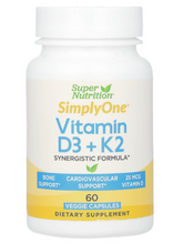 Cargar imagen en el visor de la galería, Vitamina D3 + Vitamina K2, SimplyOne, 60 cápsulas
