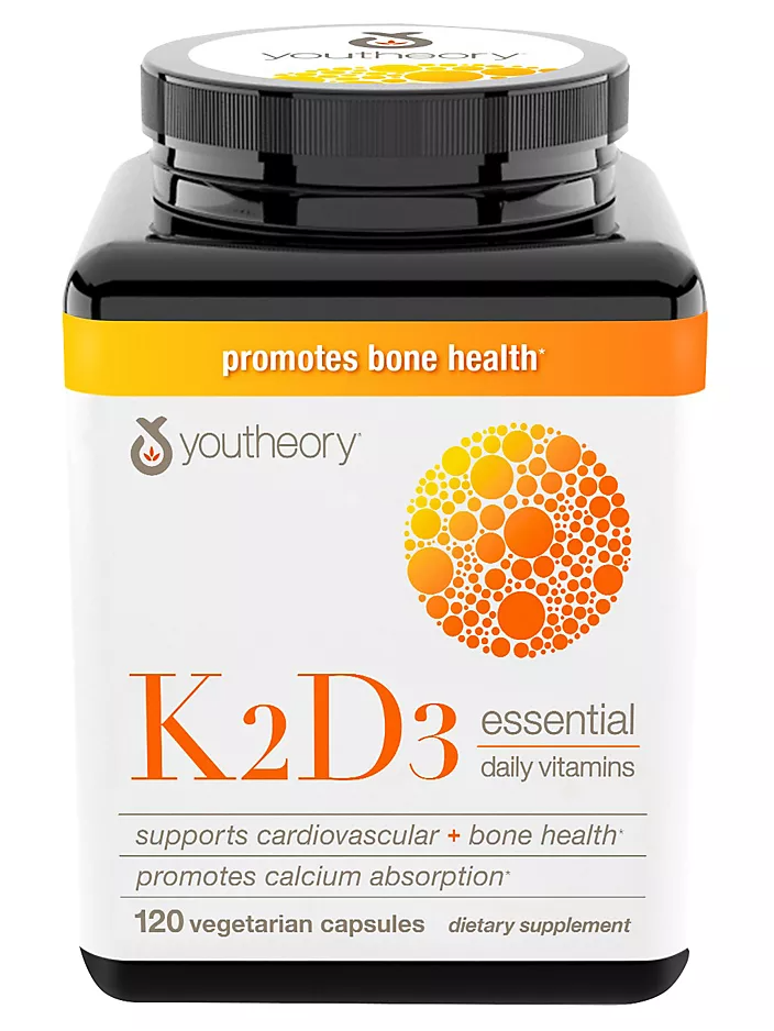 Vitaminas K2+D3, Youtheory, 120 cápsulas