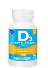 Cargar imagen en el visor de la galería, Vitamina D3 (2000 UI) Berkley Jensen, 440 Cápsulas blandas
