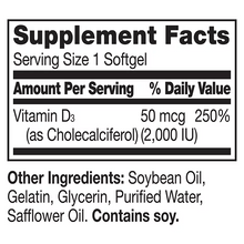 Cargar imagen en el visor de la galería, Vitamina D3 (2000 UI) Berkley Jensen, 440 Cápsulas blandas
