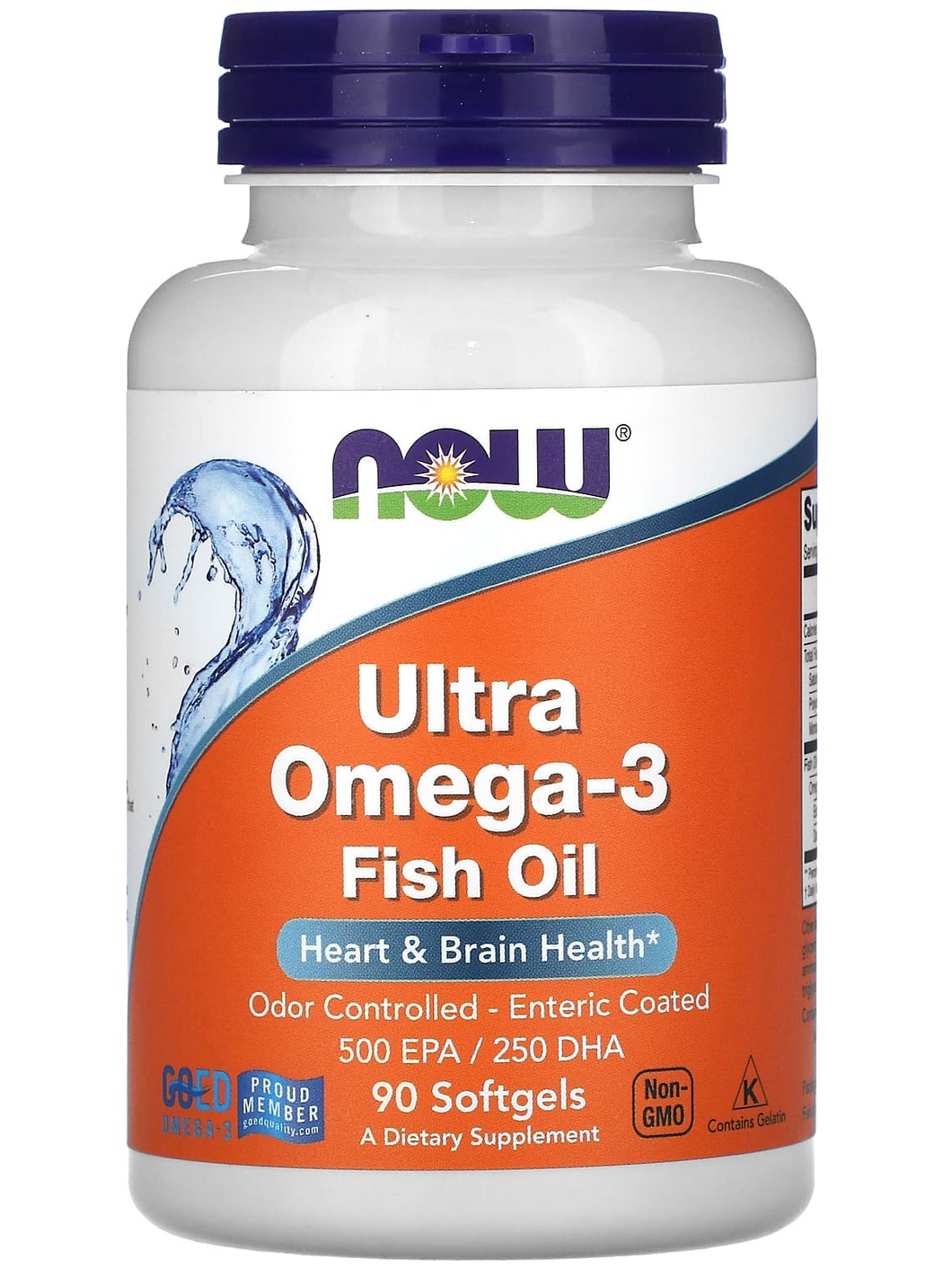 Ultra Omega 3, con 500 de EPA y 250 de DHA, Now, 90 softgels