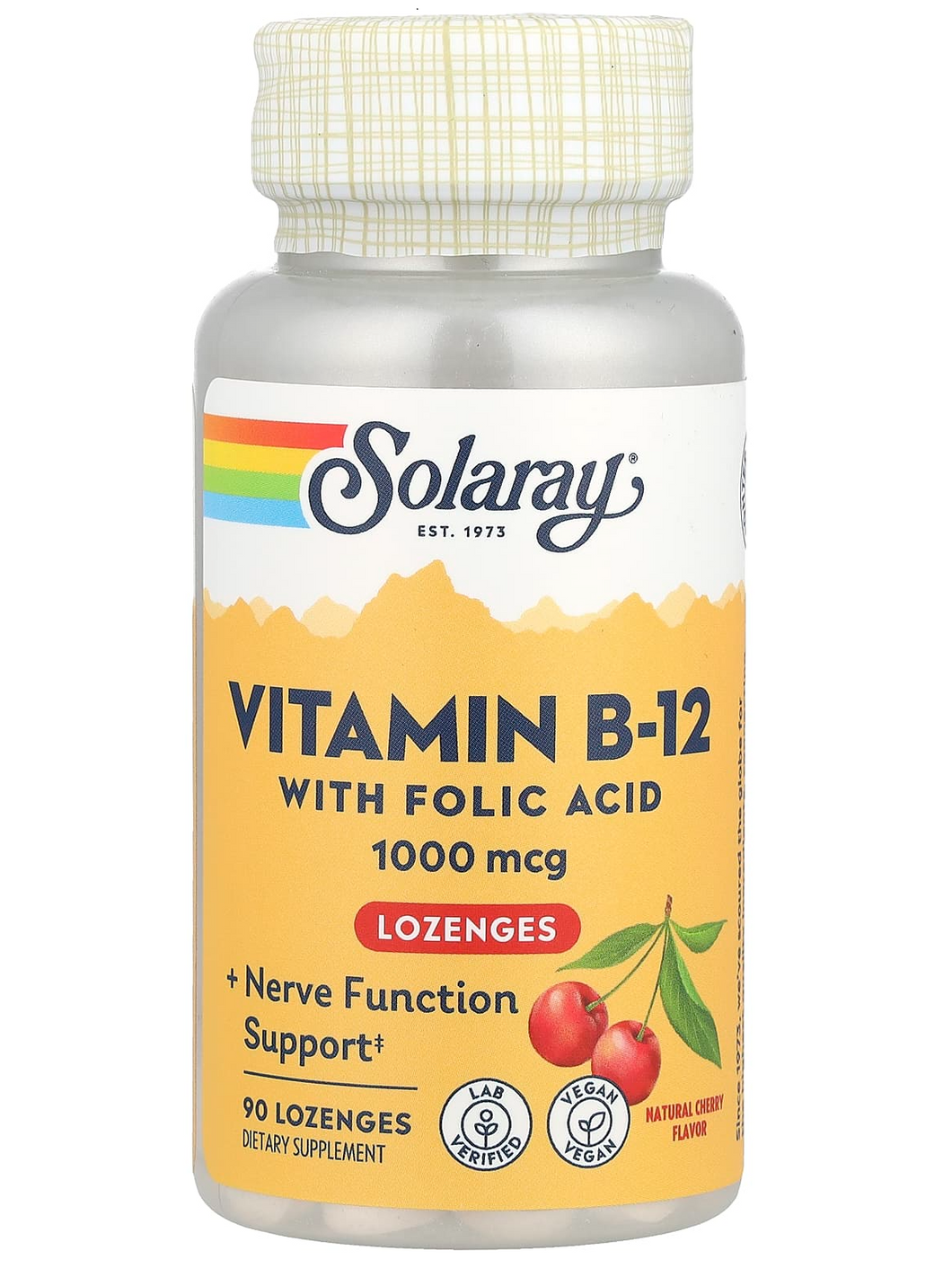 Vitamina B-12, con ácido acidófilo, 90 pastillas Solaray