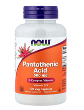 Cargar imagen en el visor de la galería, Ácido pantoténico, 500 mg, Now, 100 cápsulas
