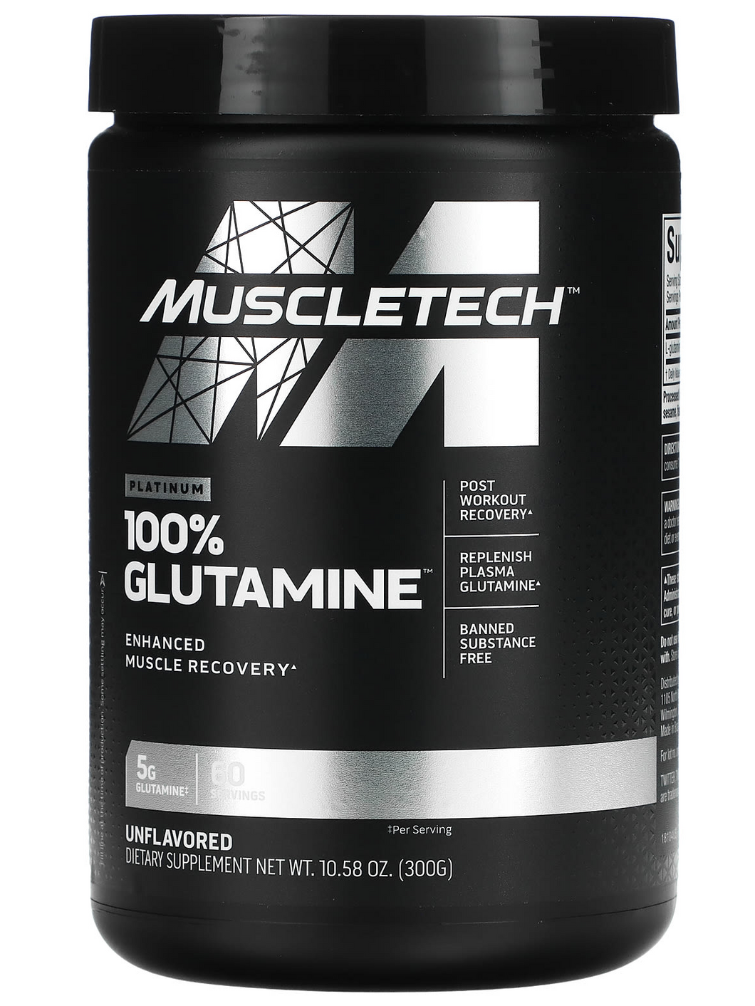 Glutamina 100%, Muscletech, 10.58 onzas, 60 servicios