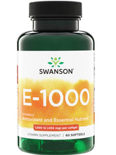 Cargar imagen en el visor de la galería, Vitamina E Swanson E-1000 1000 UI (450 mg)  60 Cápsulas Blandas | Potente Antioxidante para Apoyar la Salud Cardiovascular, Sistema Nervioso y Protección Celular

