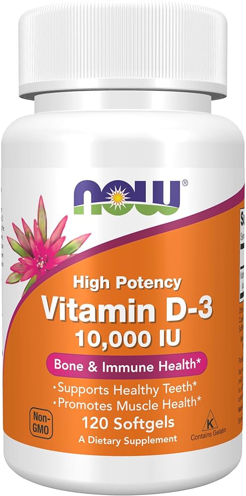 Vitamina D3, 250mcg, (10,000 IU), NOW, Varios tamaños disponibles