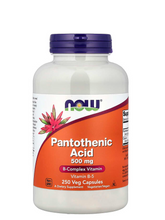Cargar imagen en el visor de la galería, Ácido pantoténico, 500 mg, Now, 250 cápsulas
