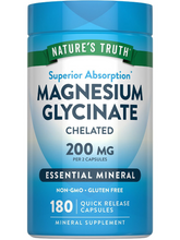 Cargar imagen en el visor de la galería, Glicinato de Magnesio Nature’s Truth 200 mg, 180 Cápsulas | Apoyo a la Relajación, Salud Muscular, Sistema Nervioso y Descanso Nocturno
