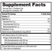 Cargar imagen en el visor de la galería, Puro Omega 3 de aceite de salmón salvaje de Alaska, 1000 mg, 180 softgels
