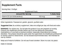 Cargar imagen en el visor de la galería, Vitamina D3, 5000 IU (125 mcg), Swanson, 250 cápsulas
