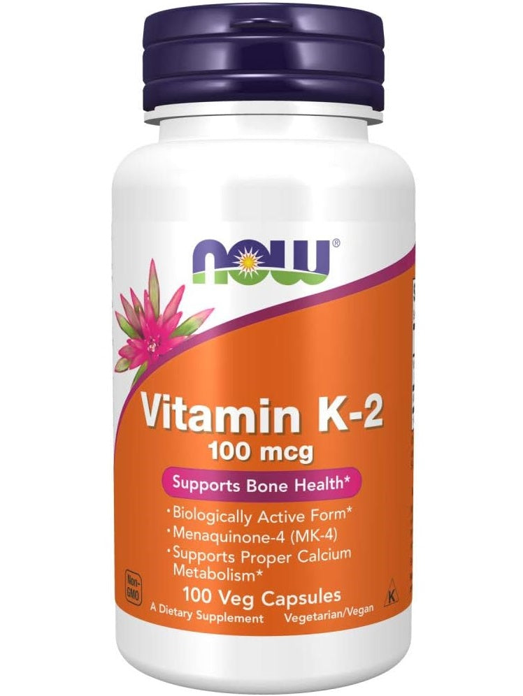 Vitamina K2,  Now, 100 cápsulas