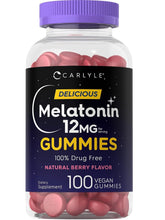 Cargar imagen en el visor de la galería, Melatonina de 12 mg para adultos, en gomitas, Carlyle, 100 gomitas
